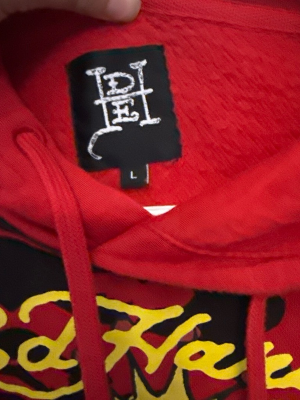 Ed Hardy Red Hoodie with Yellow Graphic